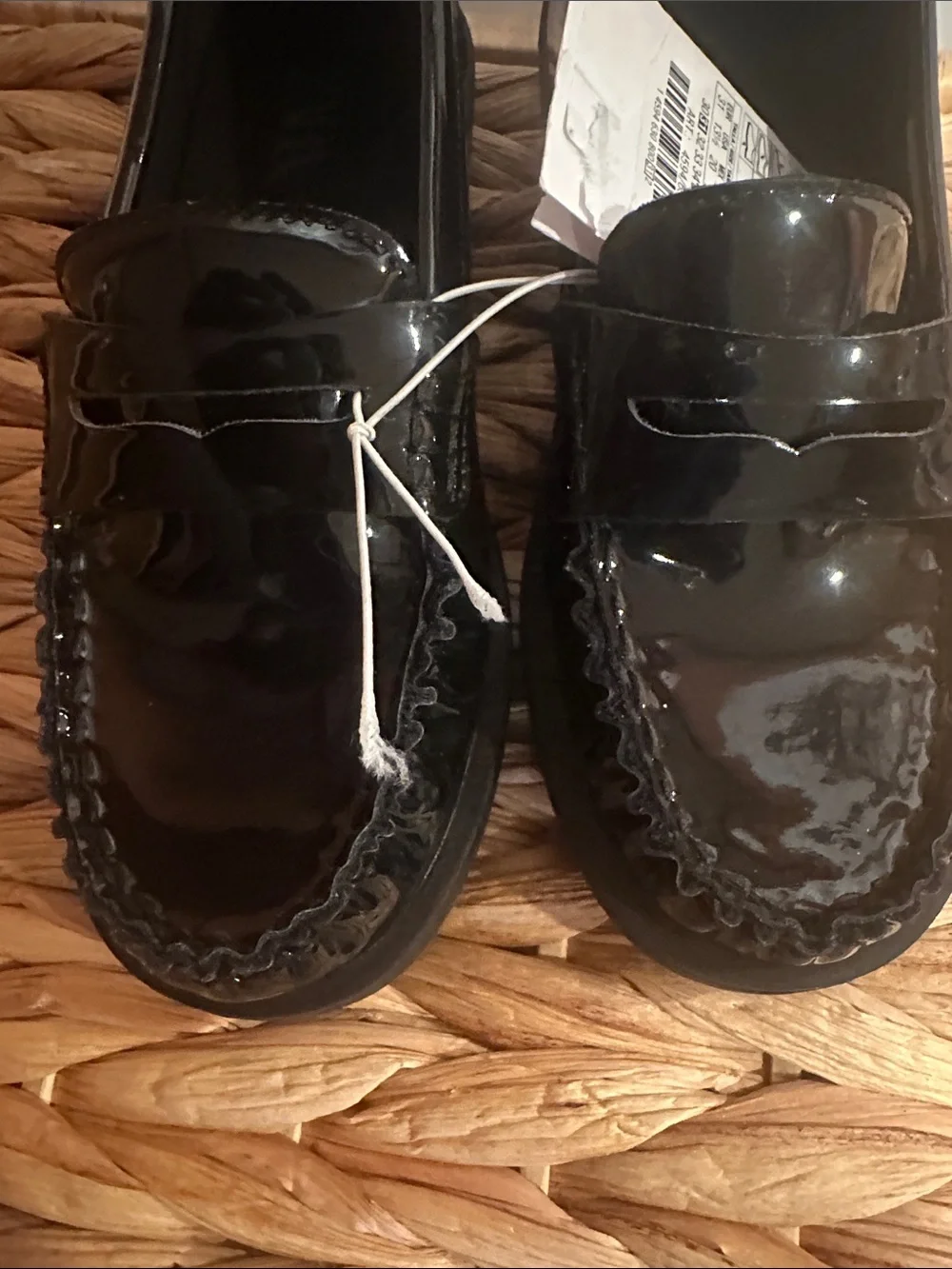 Zara Black Patent Kids Penny Loafers